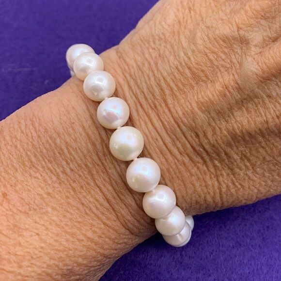 Real pearl bracelet, large gems, sterling silver clasp, classic, handmad… - Picture 1 of 16